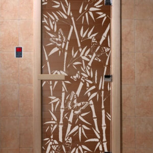 Дверь DoorWood Бамбук и бабочки бронза 80х200, коробка ольха