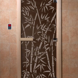 Дверь DoorWood Бамбук и бабочки черный жемчуг 80х200, коробка ольха