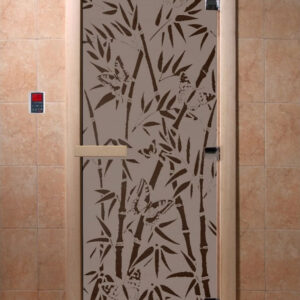 Дверь DoorWood Бамбук и бабочки черный жемчуг матовая 80х200, коробка ольха