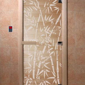 Дверь DoorWood Бамбук и бабочки прозрачная 80х200, коробка ольха
