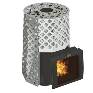 Дровяная банная печь GrillD Violet Steel Romb Short Window Max, камень 100 кг