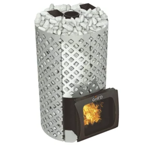 Дровяная банная печь GrillD Violet World Steel Romb Short Window Max Pro, камень 100 кг