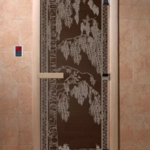 Стеклянная дверь DoorWood Березка черный жемчуг, коробка ольха