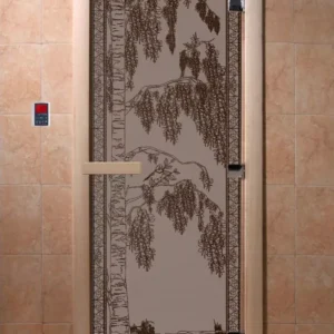 Стеклянная дверь DoorWood Березка черный жемчуг матовая