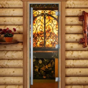 Дверь для сауны DoorWood Престиж А041 с фотопечатью, 80х200, коробка ольха
